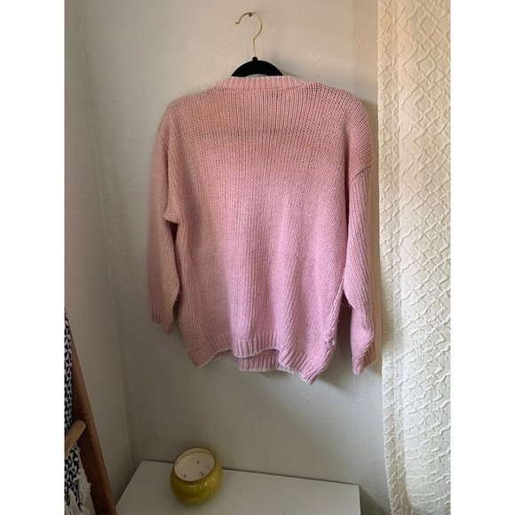 5/$20 💥 Vintage pink Sweater floral small medium By Design 80s 70s - Picture 6 of 7